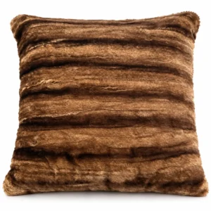 Cuscino in Eco-pelliccia Effetto Visone Marrone 60x60