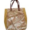 Borsa Tote in Tessuto Damascato Oro e Senape
