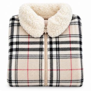 Pile Tartan Beige con Collo Teddy